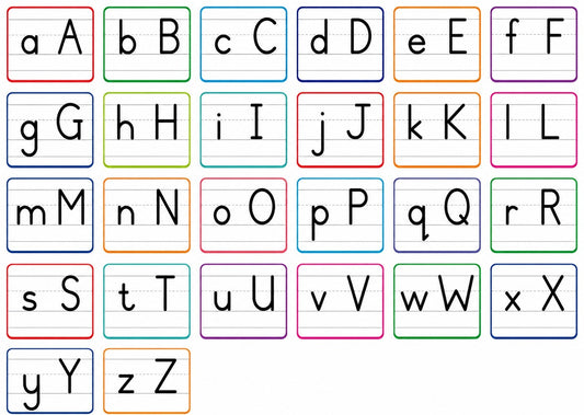 Colorful alphabet letters from A to Z on a white background