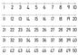 Calendar grid with numbers 1 to 50