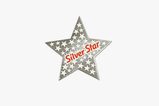Star-shaped object with 'Silver Star' text on a white background