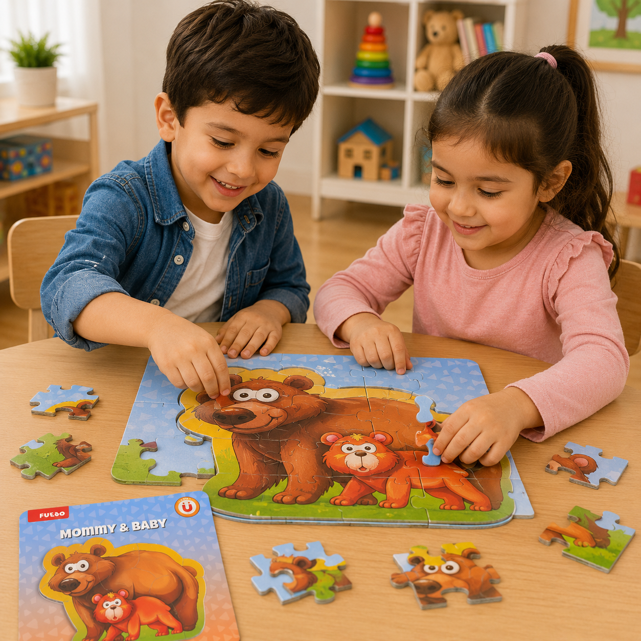 8 Pce Mommy & Baby Magnetic Puzzle Bear