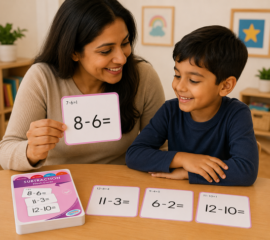 Mom and child doing subraction
