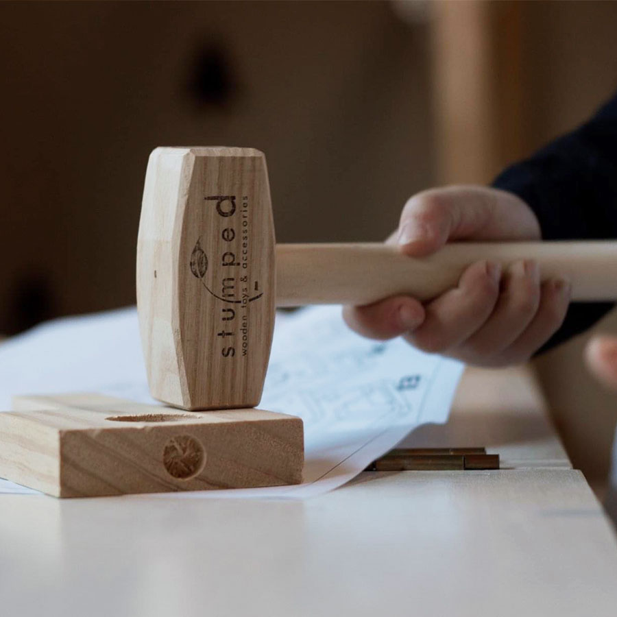 The hammer head is made from Solid Ash wood and the handle is crafted from SA Pine.