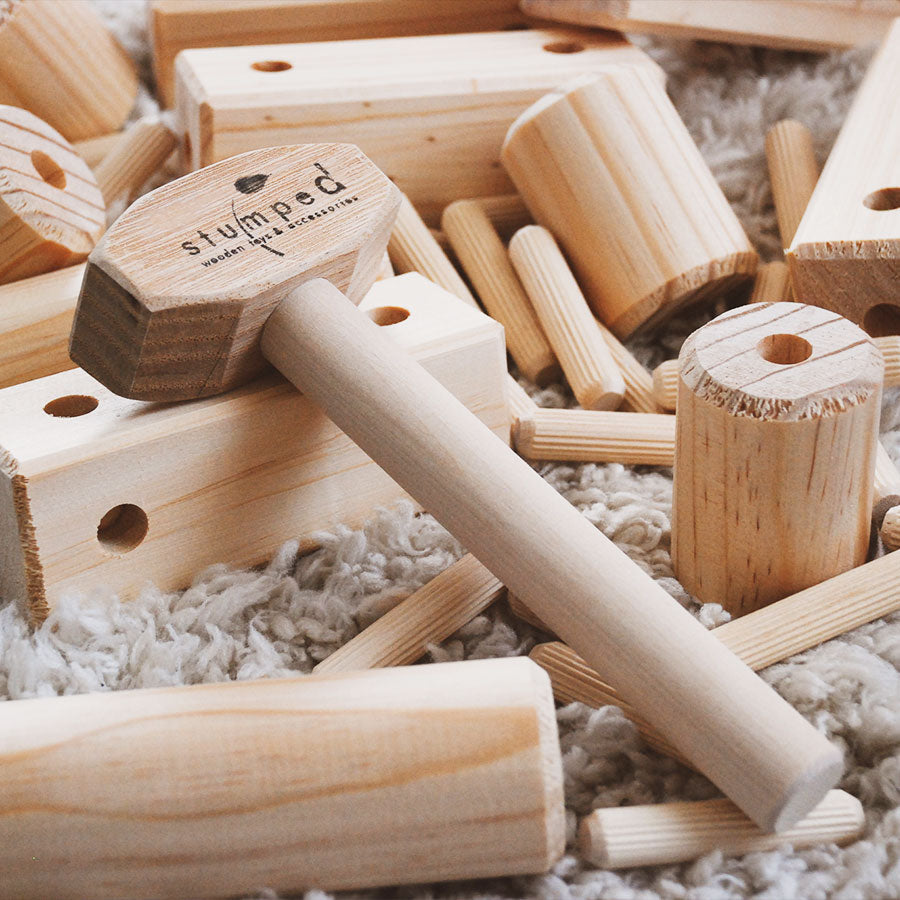 The hammer head is made from Solid Ash wood and the handle is crafted from SA Pine.